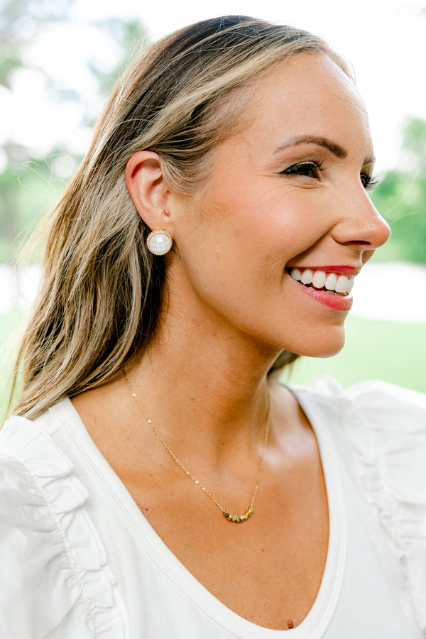 Share The Love Earrings, White/Gold