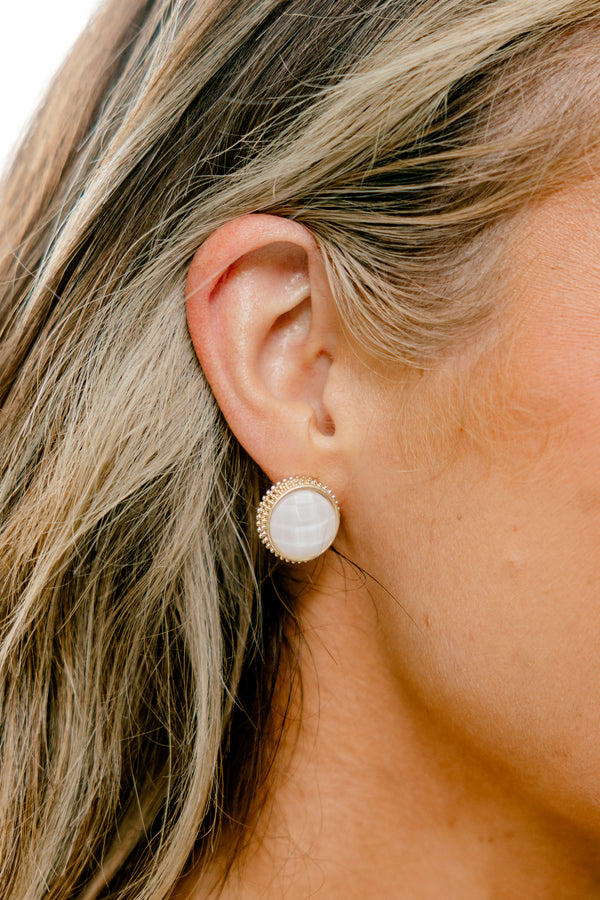 Share The Love Earrings, White/Gold