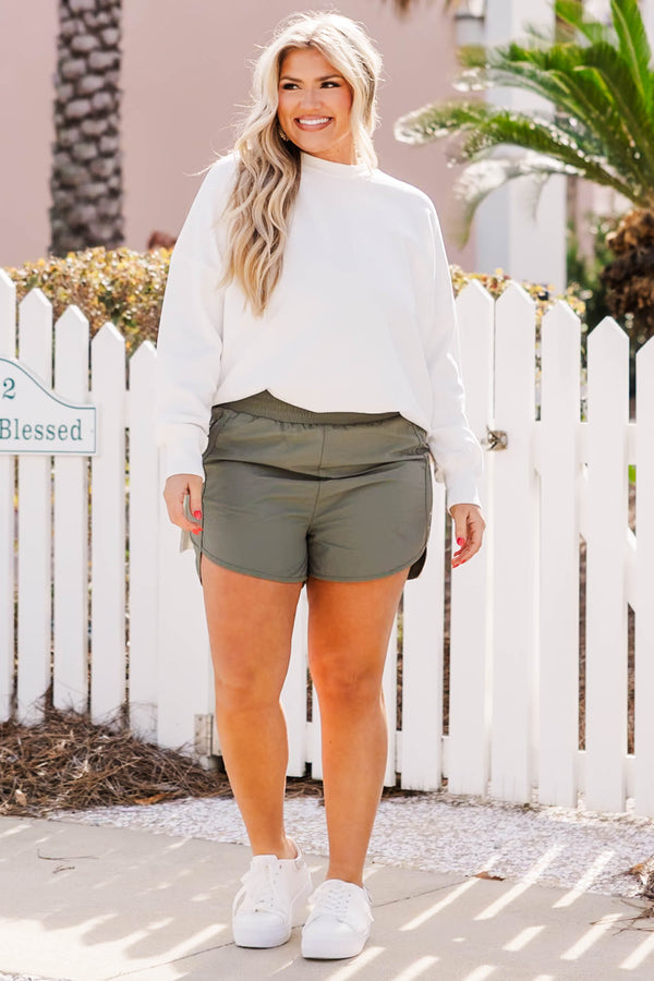 She's A Go-Getter Shorts, Light Olive