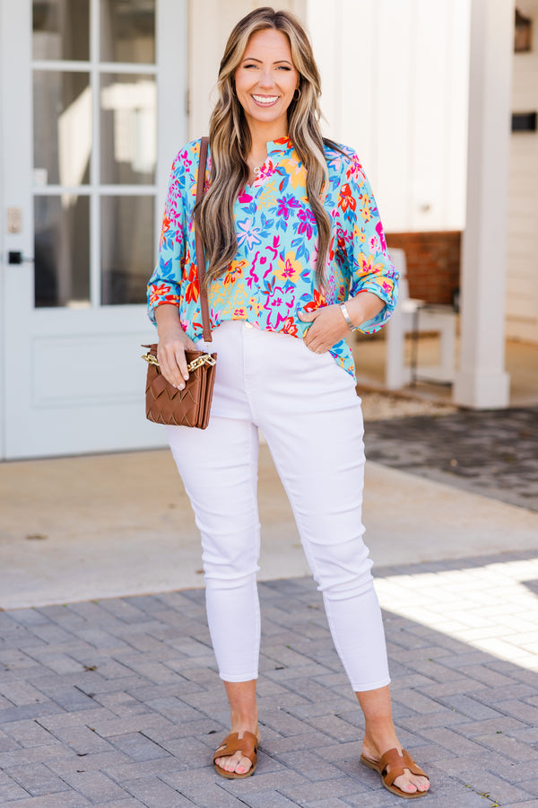 She's Like A Rainbow Top, Blue Multi