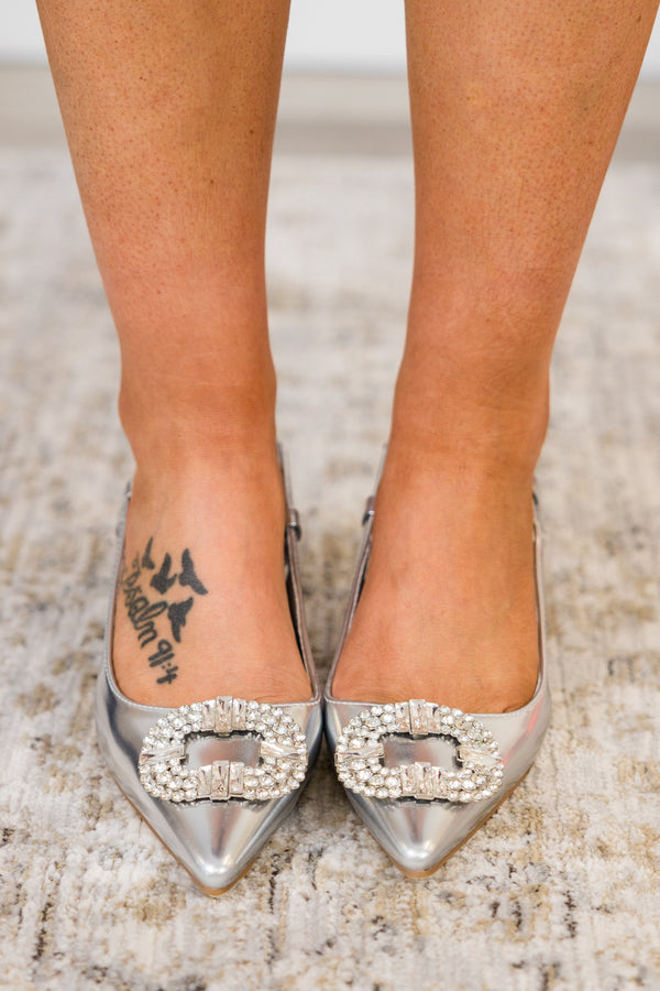 Silver Shoreline Heels, Silver