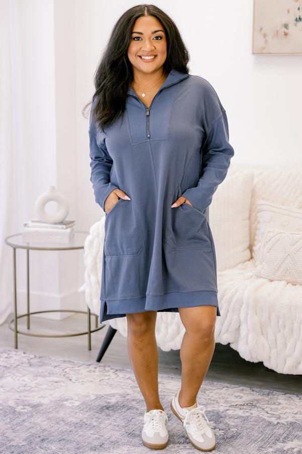Slow It Down Dress, Light Navy