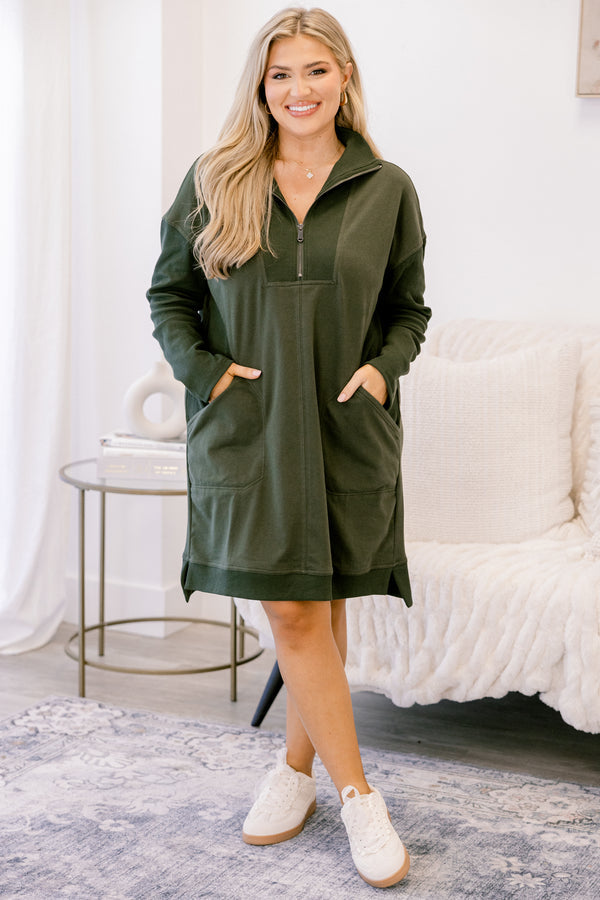Slow It Down Dress, Olive