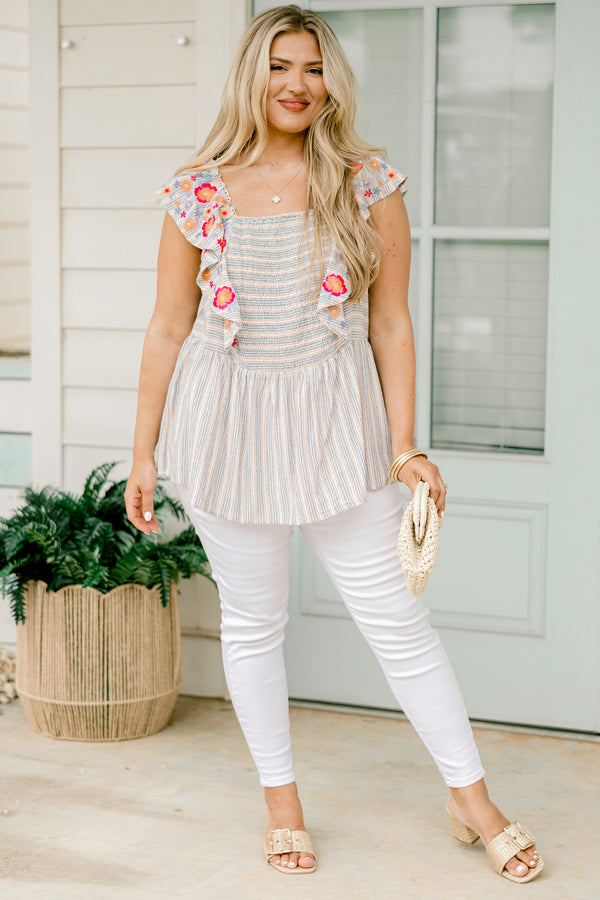 Somewhere To Be Top, Denim Multi