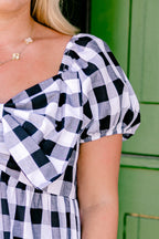 Speak Later Top, Black Gingham