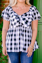 Speak Later Top, Black Gingham