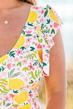 PTO verbringen, Badeanzug, Zitronen-Blumenmuster