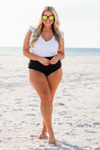 Mein Urlaubsausblick: Badeanzug, Schwarz-Weiß