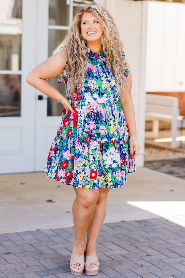 Spinning Around In Circles Dress, Navy