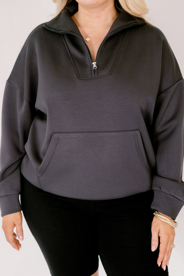 Sporty Chic Pullover, Charcoal