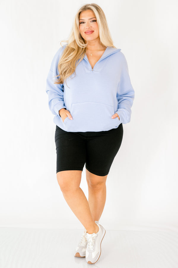 Sporty Chic Pullover, Dusty Blue