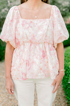 Spring Romance Top, Pink Floral