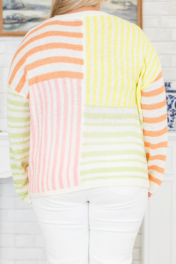 Spring Showers And Flowers Sweater, Lemon Multi