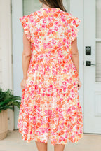 Springtime Splendor Midi Dress, Pink Floral