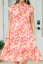 Springtime Splendor Midi Dress, Pink Floral