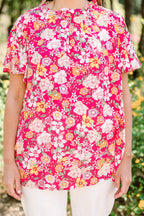 Staying Quiet Top, Fuchsia