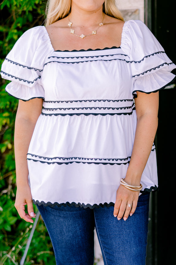 Stellar Beauty Top, Weiß-Schwarz