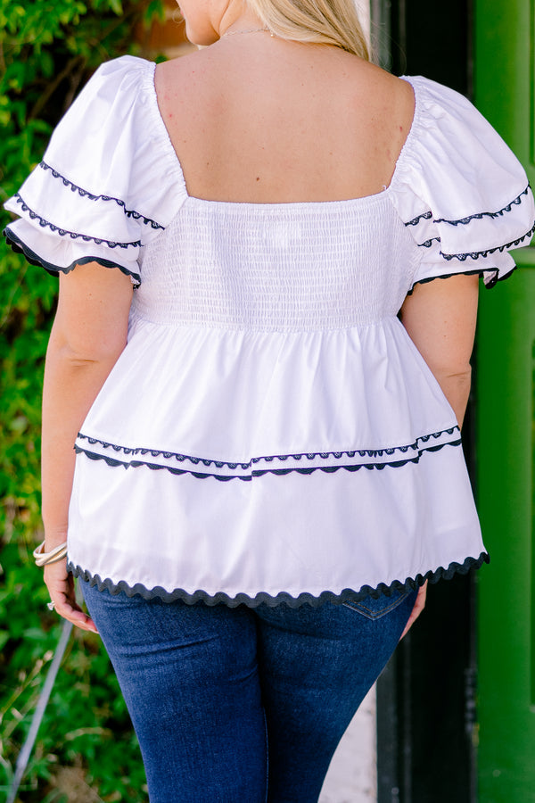 Stellar Beauty Top, Weiß-Schwarz