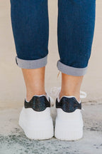 Step and Sparkle Shoes, White-Black