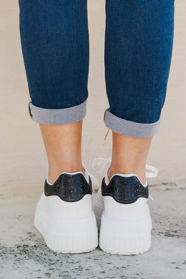 Step and Sparkle Shoes, White-Black