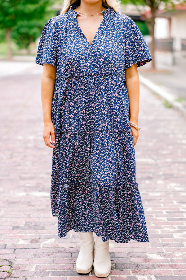 Straight Shot Dress, Navy Floral