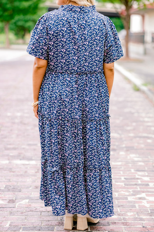 Straight Shot Dress, Navy Floral
