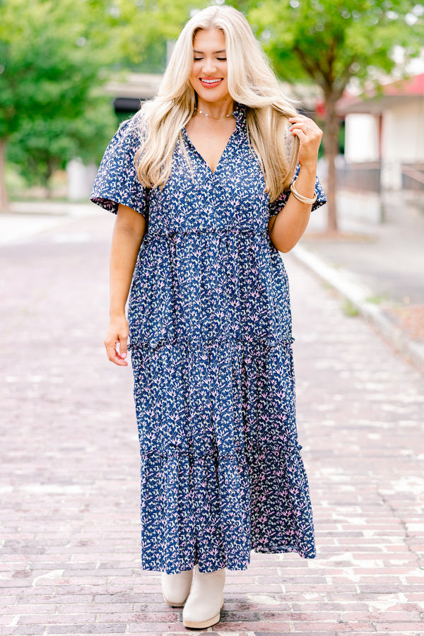 Straight Shot Dress, Navy Floral