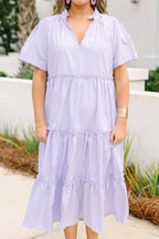 Gerades Kleid, Lila Gestreift