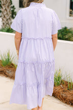 Gerades Kleid, Lila Gestreift