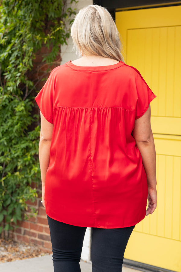 Gerade geschnittenes Stunner Top, Tomatenrot