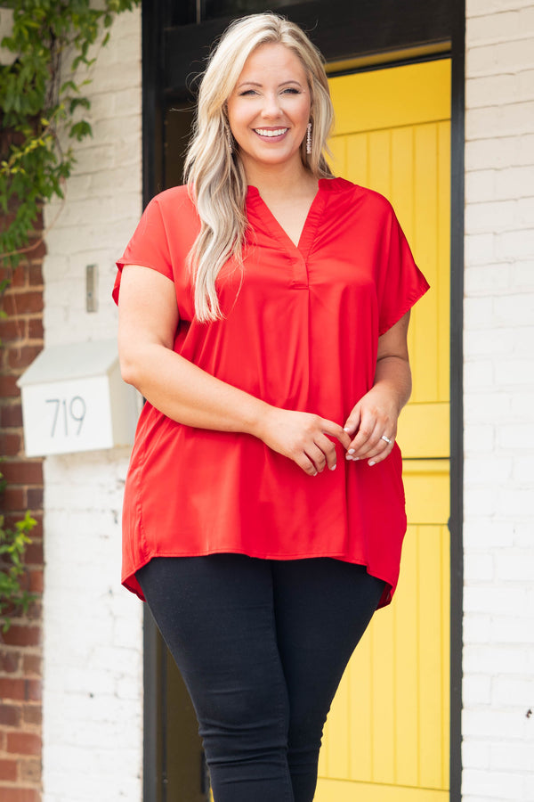 Gerade geschnittenes Stunner Top, Tomatenrot