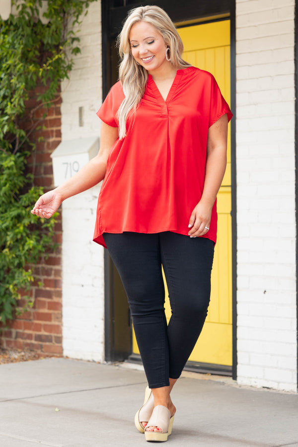 Gerade geschnittenes Stunner Top, Tomatenrot