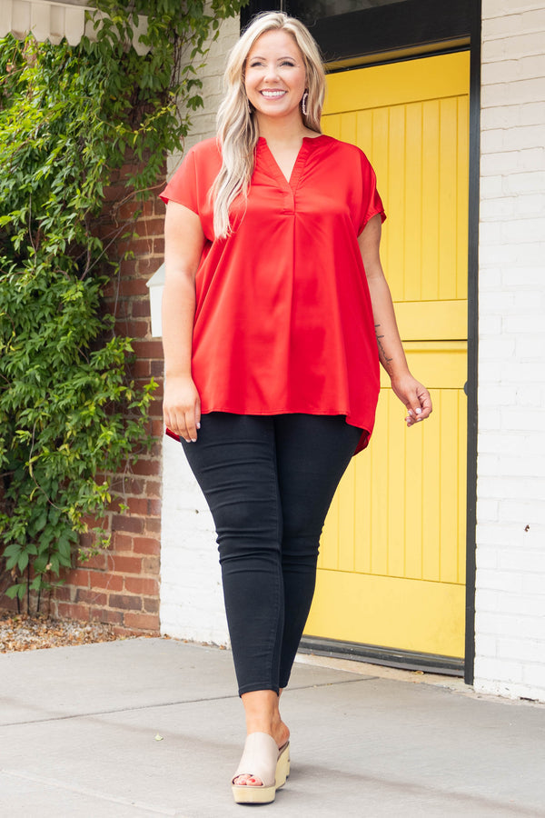 Gerade geschnittenes Stunner Top, Tomatenrot