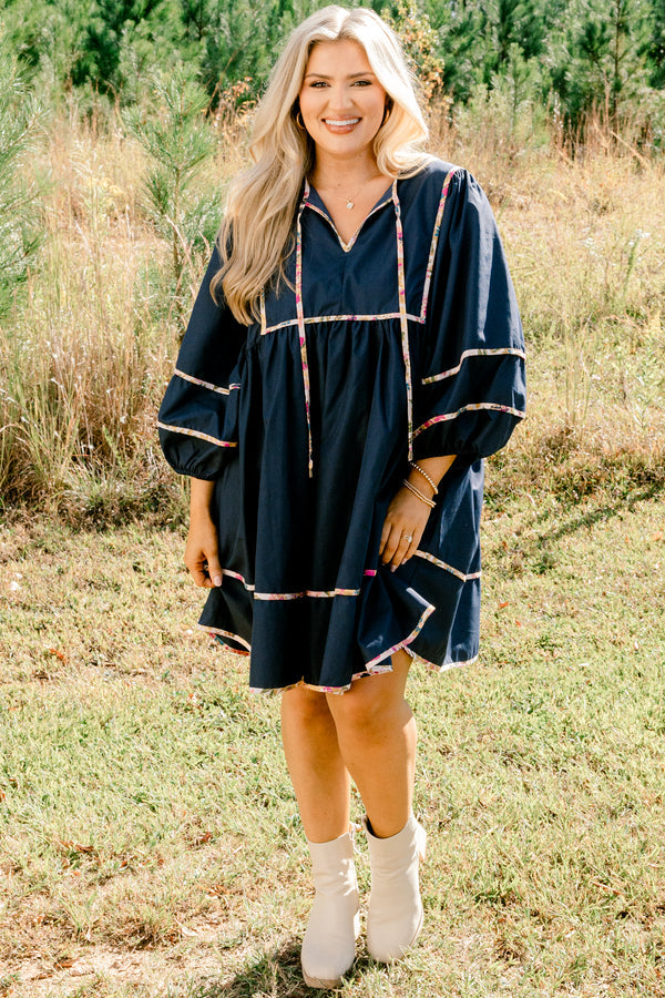Stuck In Your Ways Dress, Navy Blue