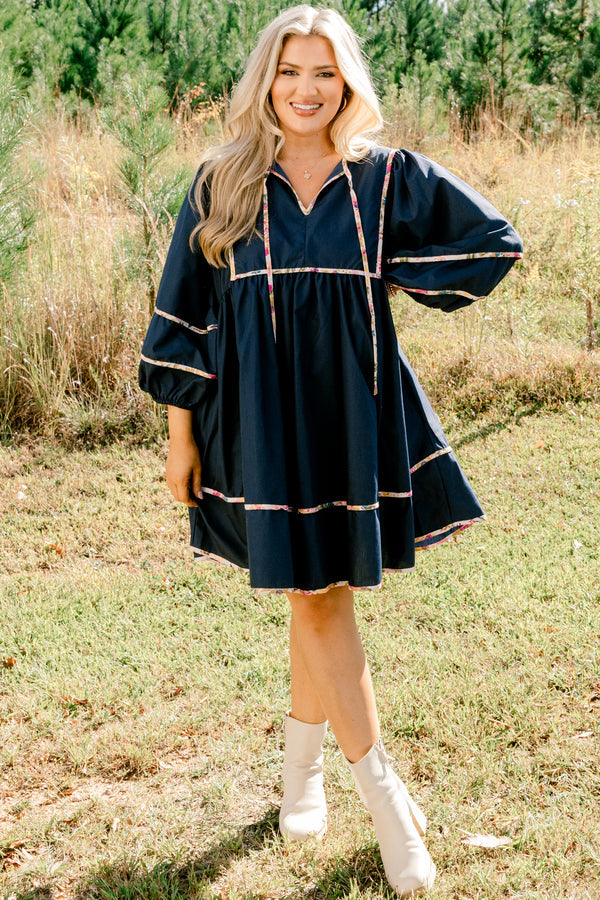 Stuck In Your Ways Dress, Navy Blue
