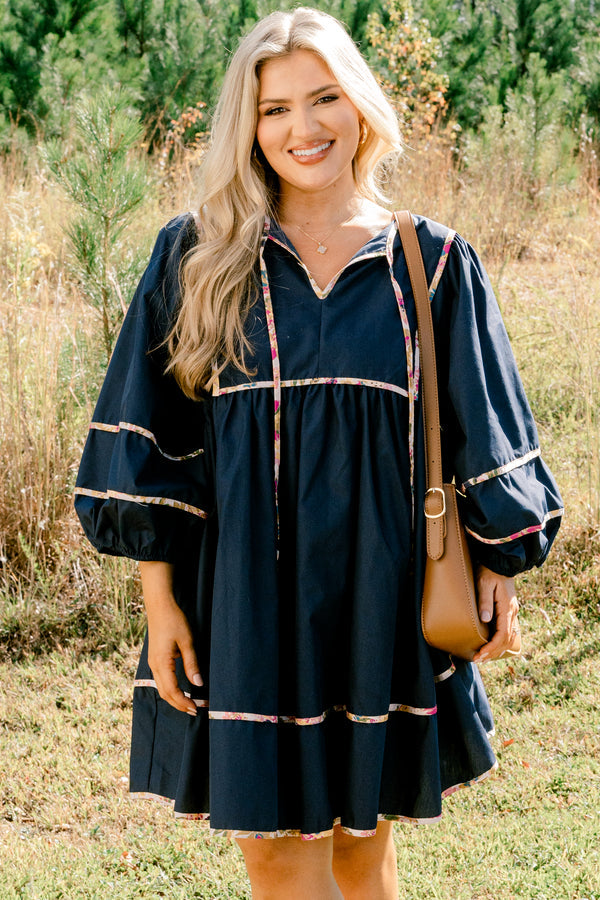 Stuck In Your Ways Dress, Navy Blue