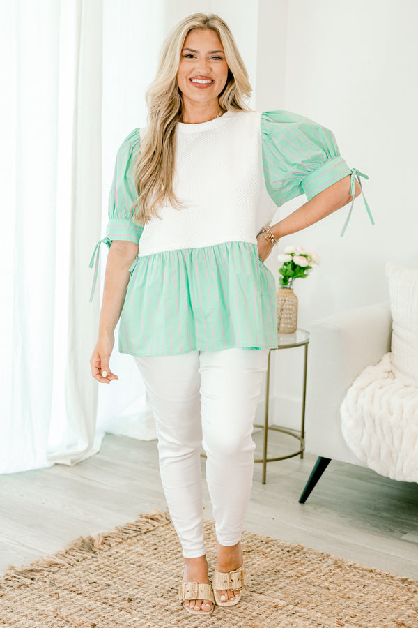 Summer Sweets Top, Aqua Stripe