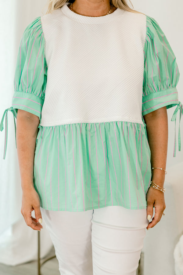 Summer Sweets Top, Aqua Stripe