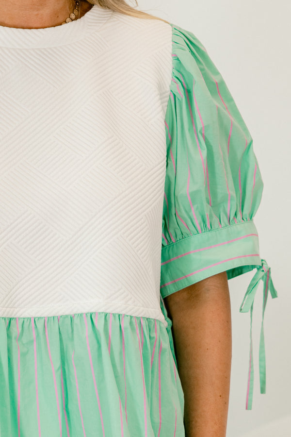 Summer Sweets Top, Aqua Stripe