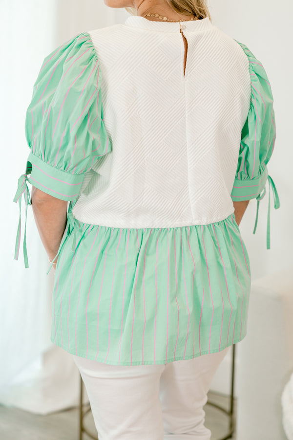 Summer Sweets Top, Aqua Stripe