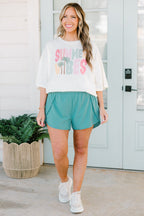 Sporty Chic Shorts, Dusty Teal