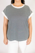 T-Shirt „Sunday Stroll“, Weiß/Schwarz