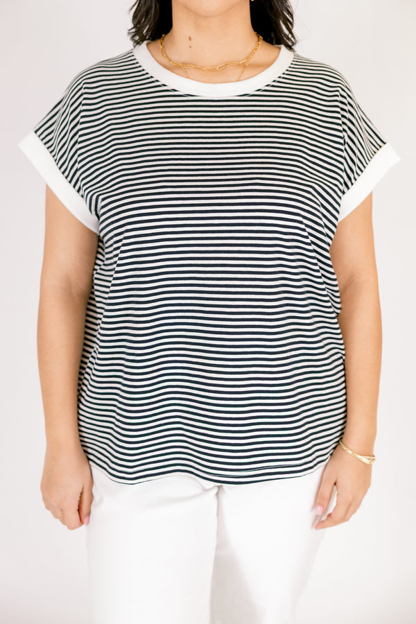 T-Shirt „Sunday Stroll“, Weiß/Schwarz
