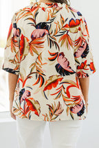 Bluse „Sonniger Nachmittag“, Elfenbein-Rot