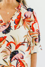 Bluse „Sonniger Nachmittag“, Elfenbein-Rot