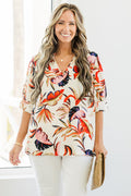 Bluse „Sonniger Nachmittag“, Elfenbein-Rot