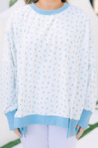 Sunset Glow Pullover, Blue Floral