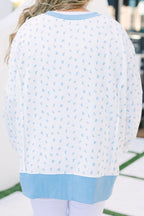 Sunset Glow Pullover, Blue Floral