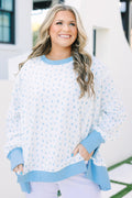 Sunset Glow Pullover, Blue Floral