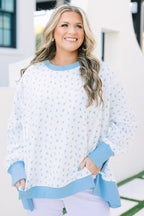 Sunset Glow Pullover, Blue Floral